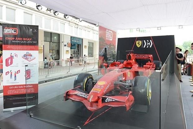 Ferrari F1 racing car on display in Ha Noi's Hoan Kiem Lake area (Photo: VNA)