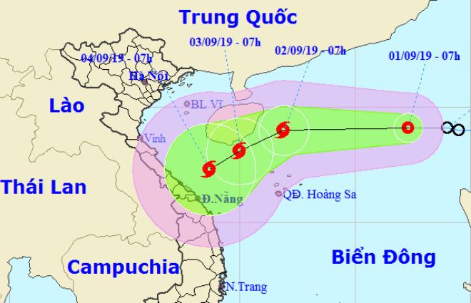 Áp thấp nhiệt đới gây mưa lớn cho các tỉnh, thành phố từ Thanh Hóa đến Quảng Ngãi từ ngày 2 đến 6-9.