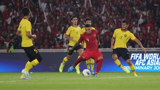 Malaysia (vàng) ngược dòng hạ Indonesia 3-2. (Nguồn: AFC)