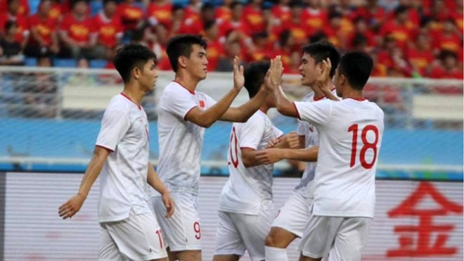 Các cầu thủ U22 Việt Nam đã thể hiện một lối chơi xuất sắc trong trận thắng 2-0 trước đội chủ nhà U22 Trung Quốc. 						      Ảnh: GOAL