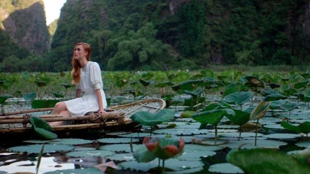 Dutch fashion model Rianne van Rompaey poses in Ninh Bình Province in the latest advertising video of Louis Vuitton. (Photo: louisvuitton.com)