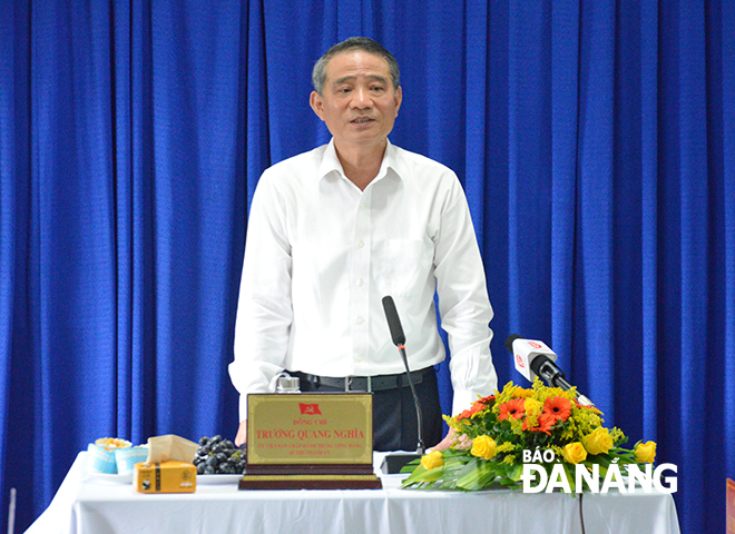 Bí thư Thành ủy Trương Quang Nghĩa phát biểu kết luận tại buổi làm việc.