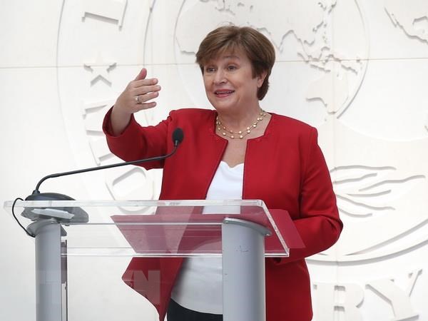 Bà Kristalina Georgieva phát biểu trong cuộc họp báo tại trụ sở IMF tại Washington, DC., Mỹ. (Ảnh: THX/TTXVN)