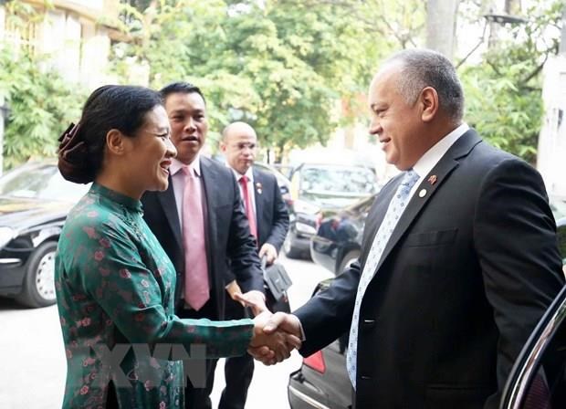 President of the Viet Nam Union of Friendship Organisations (VUFO) Nguyen Phuong Nga (L) and First Vice President of the United Socialist Party of Venezuela (PSUV) Diosdado Cabello (Source: VNA)
