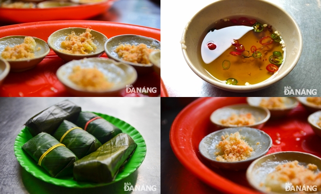 ‘Banh beo’ is more delicious when it served with spicy and sweet fish sauce, along with ‘nem chua’ (fermented pork roll), and ‘cha bo’ (grilled beef patty).