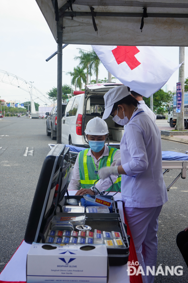 Relevant local forces being provided with medical check-ups after completing their tasks at the scene of the incident