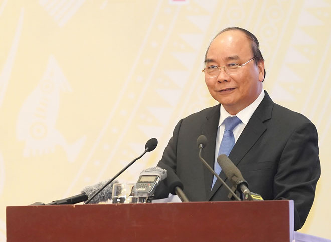 Thủ tướng Chính phủ Nguyễn Xuân Phúc phát biểu kết luận hội nghị. Ảnh: VGP