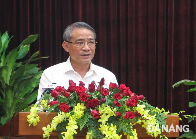 Bí thư Thành ủy Trương Quang Nghĩa phát biểu kết luận hội nghị. Ảnh: SƠN TRUNG