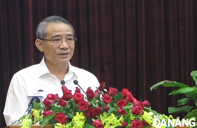 Bí thư Thành ủy Trương Quang Nghĩa phát biểu kết luận hội nghị.Ảnh: SƠN TRUNG