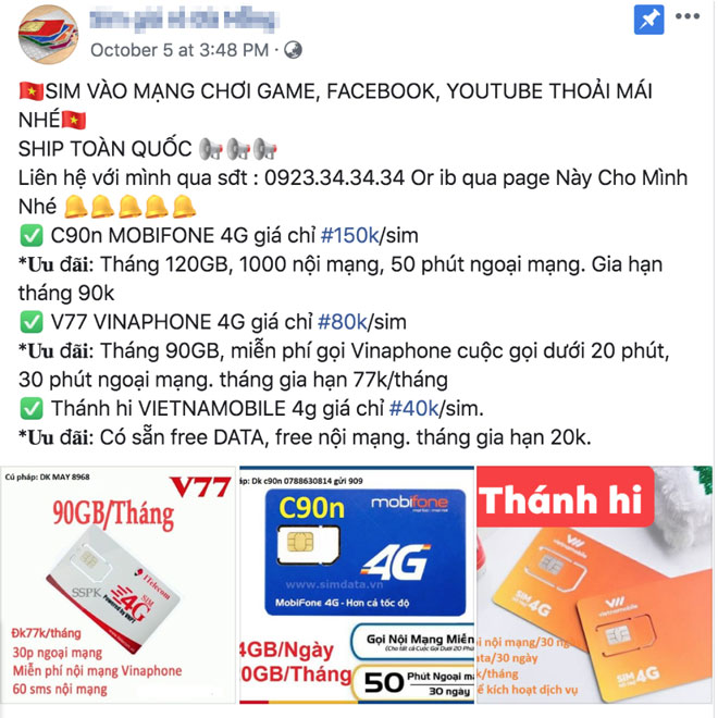 Sim rác vẫn đang được bán tràn lan trên các trang mạng xã hội.