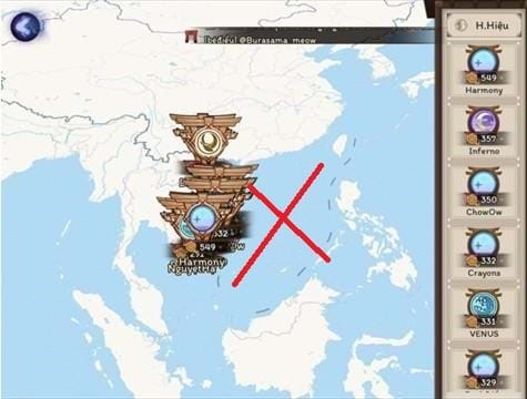 Một trò chơi điện tử của Trung Quốc cài bản đồ có đường lưỡi bò phi pháp.
