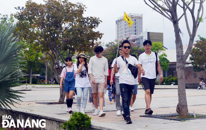 South Korean tourists visiting the city