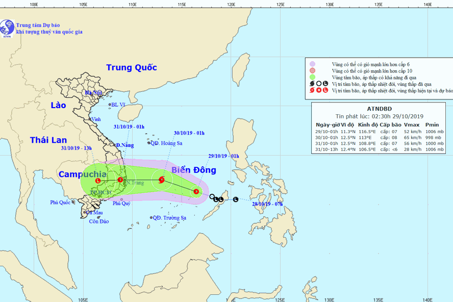 The predicted location and movement of the tropical depression (Photo: National Centre for Hydro-Meteorological Forecasting)