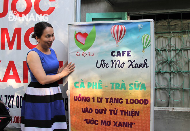 Mrs Huyen at her ‘Blue Dream’ coffee shop