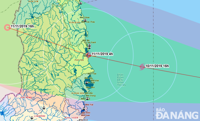 The predicted track of storm Nakri (Photo courtesy of the Central Steering Committee for Natural Disaster Prevention and Control)