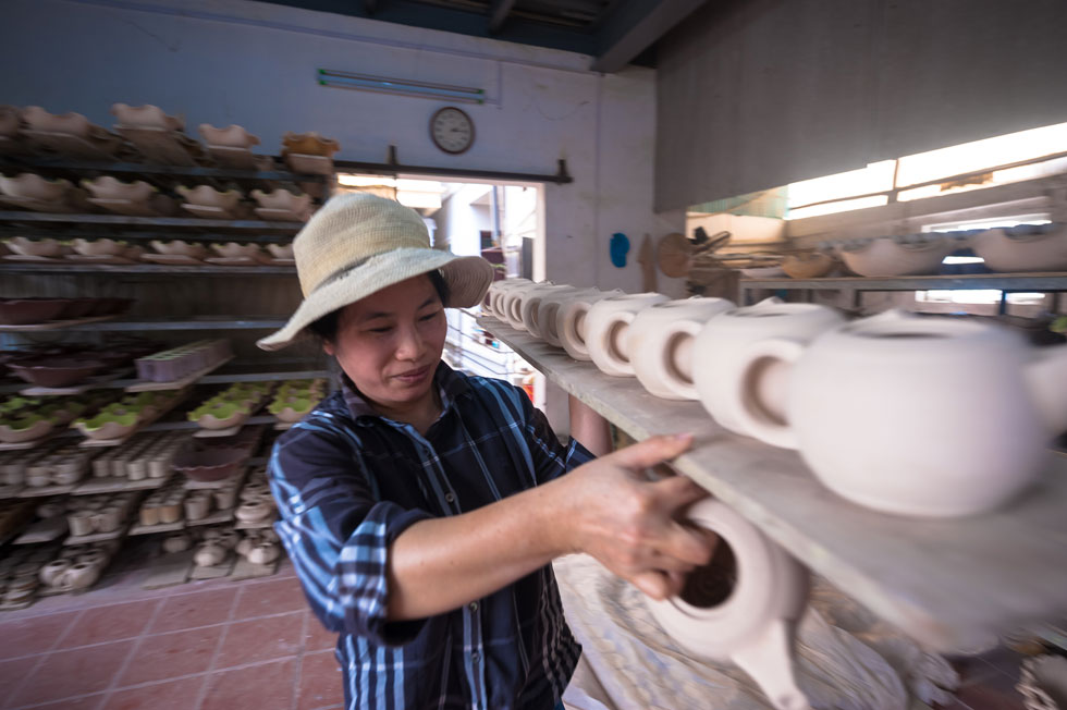 Ceramic products are being drying before being brought in the kiln