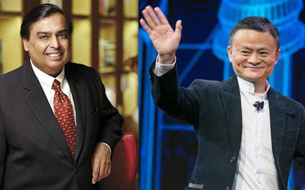 Tỷ phú người Ấn Độ Mukesh Ambani (bên trái) vừa vượt qua ông chủ Alibaba của Trung Quốc - Jack Ma (bên phải) để giành vị trí giàu số 1 châu Á.