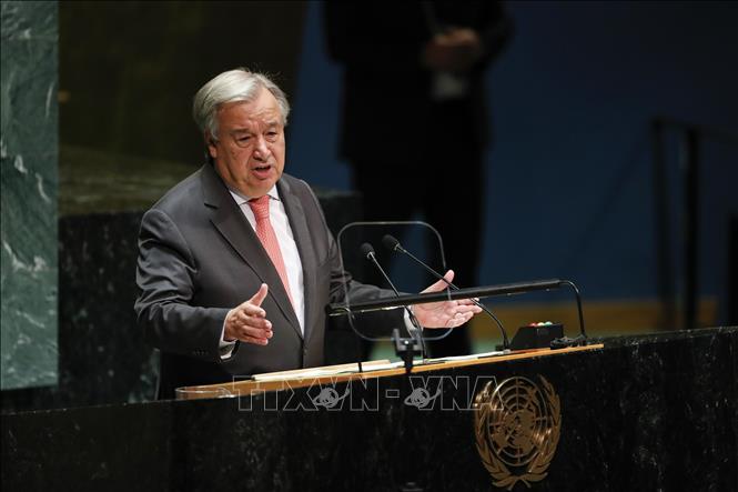 Tổng Thư ký Liên hợp quốc Antonio Guterres phát biểu tại Khóa họp 74 Đại hội đồng LHQ ở New York, Mỹ, ngày 24-9-2019. Ảnh: THX/TTXVN