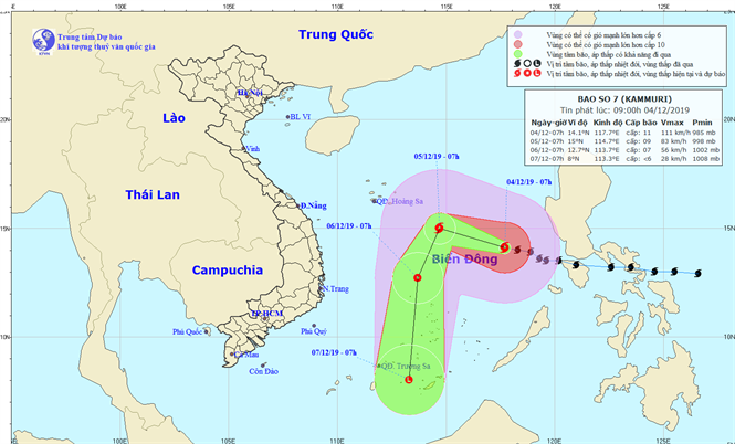 The predicted path of the storm (Image: The Mid-Central Region Centre for Hydro-meteorological Forecasting)