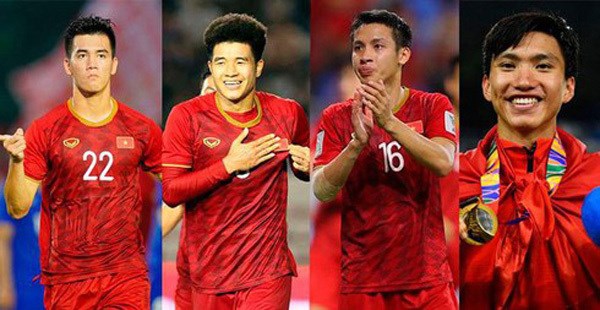 From left: Nguyen Tien Linh, Ha Duc Chinh, Do Hung Dung and Doan Van Hau who have been named among the Best 11 of SEA Games 30. (Photo: infonet.vn)