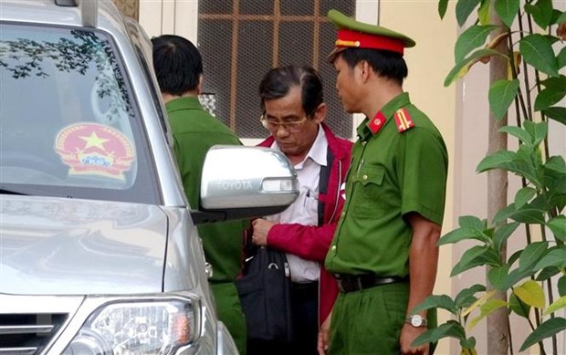 Ông Đỗ Ngọc Điệp tại cơ quan cảnh sát điều tra Công an tỉnh Bình Thuận vào chiều ngày 16/12. (Ảnh: Nguyễn Thanh/TTXXVN)