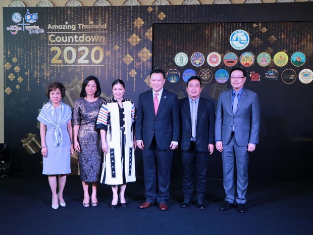 TAT governor Yuthasak Supasorn (third from right) at the press conference announcing plans for Amazing Thailand Countdown 2020 (Photo: www.bangkokpost.com