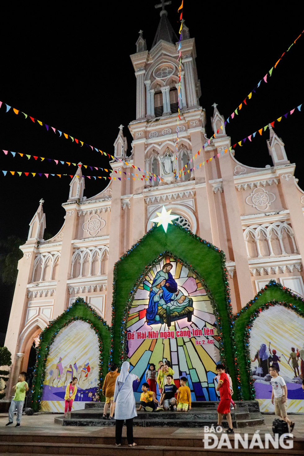 The Da Nang Cathedral in the building up the Christmas season