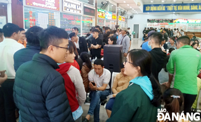 Customers waiting for buying tickets at the city’s inter-provincial coach station