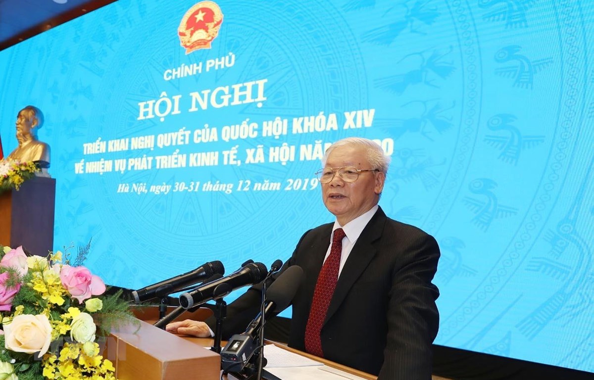 Tổng Bí thư, Chủ tịch nước Nguyễn Phú Trọng phát biểu tại Hội nghị. (Ảnh: Trí Dũng/TTXVN)