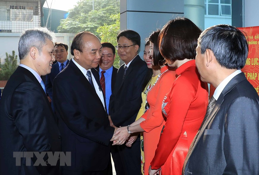Thủ tướng Nguyễn Xuân Phúc với các đại biểu dự hội nghị. (Ảnh: Thống Nhất/TTXVN)