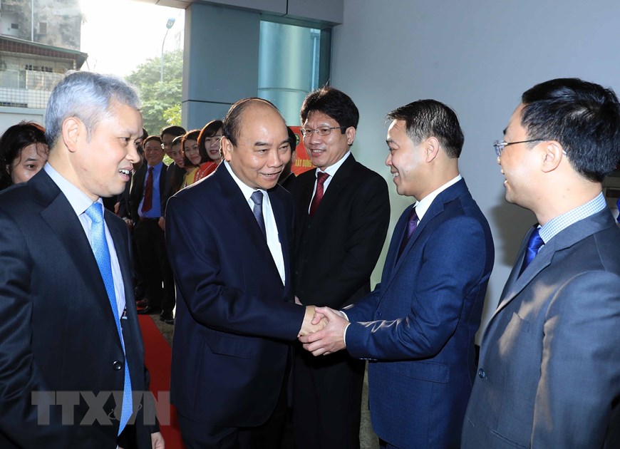 Thủ tướng Nguyễn Xuân Phúc với các đại biểu dự hội nghị. (Ảnh: Thống Nhất/TTXVN)