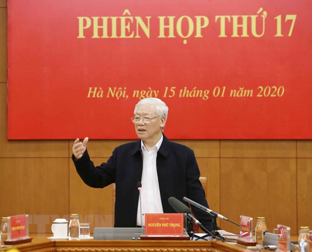 Tổng Bí thư, Chủ tịch nước Nguyễn Phú Trọng phát biểu kết luận phiên họp. (Ảnh: Phương Hoa/TTXVN)