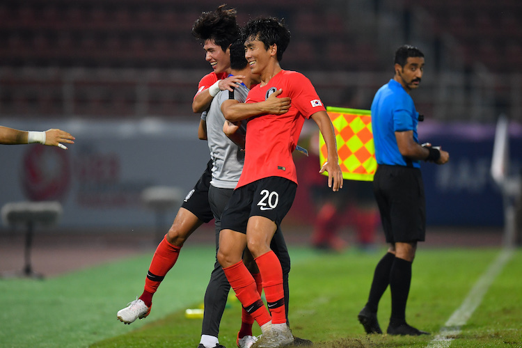 Hàn Quốc có thói quen ghi bàn quyết định trong thời gian bù giờ tại giải U23 châu Á năm nay. Ảnh: AFC.