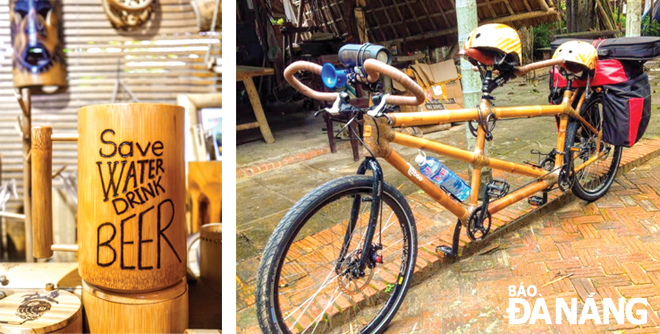 A cup and bicycle made from bamboo 