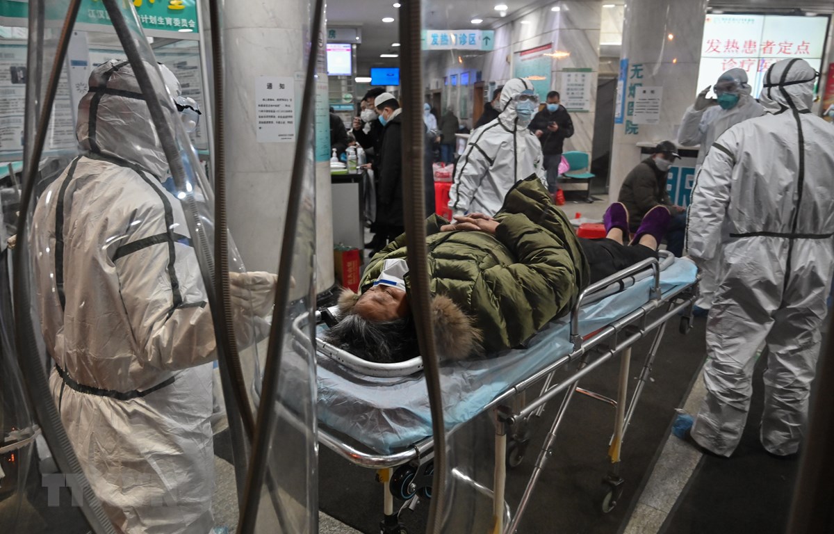 Nhân viên y tế tiếp nhận bênh nhân viêm đường hô hấp cấp do nhiễm virus corona tại bệnh viện ở Vũ Hán, Trung Quốc. (Ảnh: AFP/TTXVN)