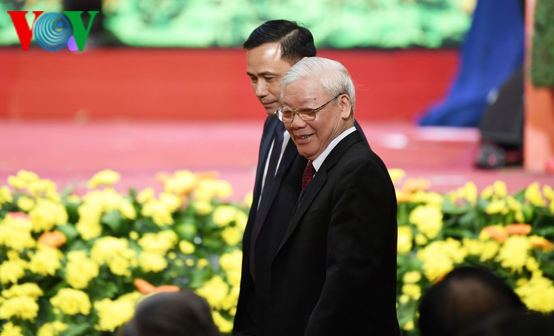 Đến dự Lễ kỷ niệm 90 năm Ngày thành lập Đảng Cộng sản Việt Nam có Tổng Bí thư, Chủ tịch nước Nguyễn Phú Trọng.