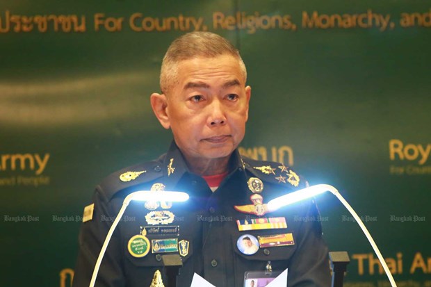 Thailand's Army Chief Gen Apirat Kongsompong during a press conference at the Royal Thai Army headquarters in Bangkok on February 11. (Photo: bangkokpost.com)