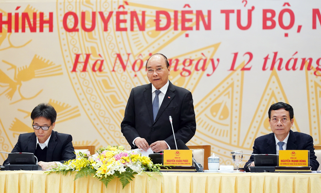 Thủ tướng Chính phủ Nguyễn Xuân Phúc phát biểu tại hội nghị.Ảnh: VGP