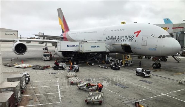 An Asiana Airlines aircraft lands at Los Angeles International Airport in the US. (Photo: AFP/VNA)