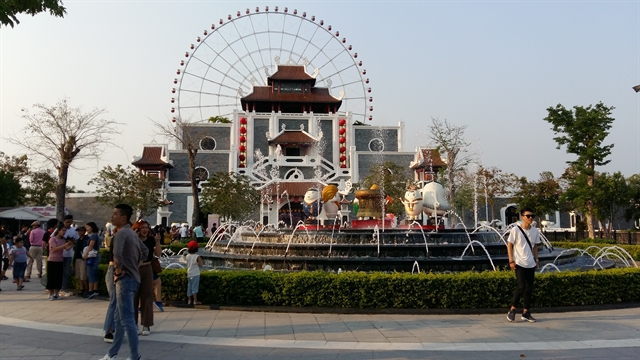 Tourists at Asia Park which is one of the most popular entertainment sites in Da Nang