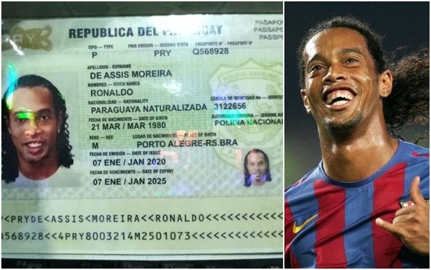 Ronaldinho bị bắt tại Paraguay do bị nghi dùng hộ chiếu giả