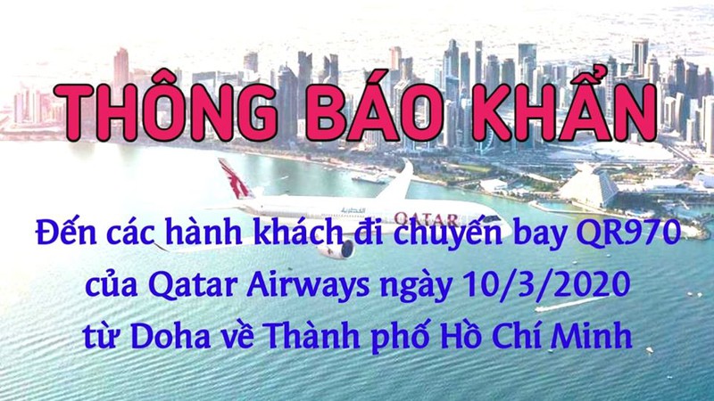 Chuyến bay QR 970 từ Qatar về Tân Sơn Nhất có người nghi mắc Covid-19