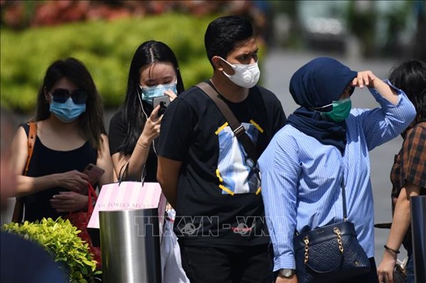 People wear face masks to prevent COVID-19 in Singapore (Photo: AFP/VNA)