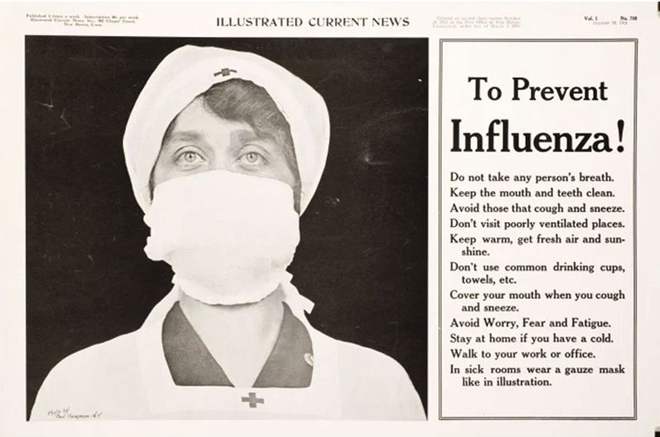 Hình ảnh một quảng cáo phòng chống cúm được xuất bản vào tháng 10-1918.