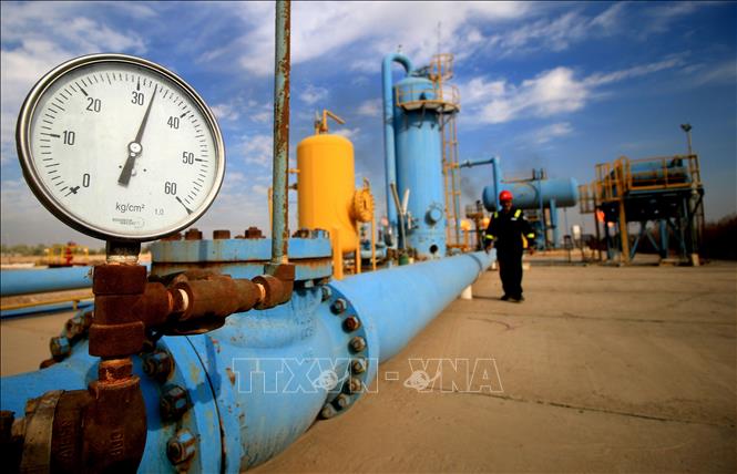 Quang cảnh cơ sở khai thác khí tự nhiên Bin Omar của Công ty khí đốt Basra, phía Bắc cảng Basra, Iraq. Ảnh: AFP/TTXVN
