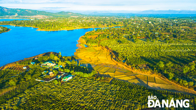 The freshwater lake is full of turquoise water all year round