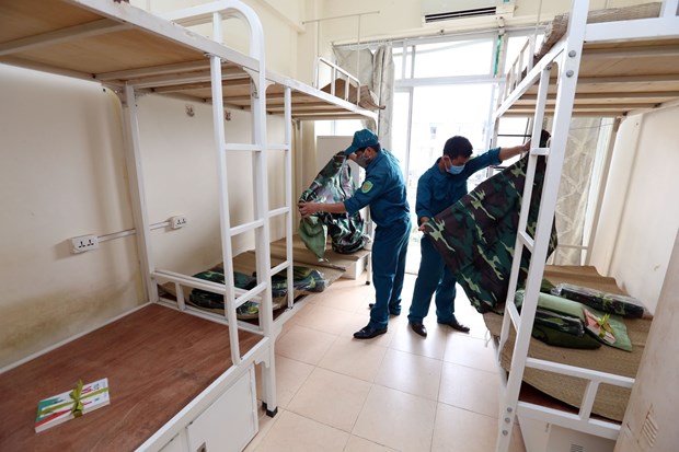 The dormitory of the FPT University in Ha Noi is prepared for receiving people subject to quarantine (Photo: VNA)