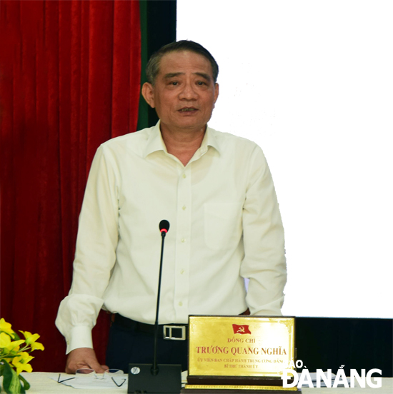 Bí thư Thành ủy Trương Quang Nghĩa phát biểu kết luận tại buổi tiếp dân.  		        Ảnh: TRỌNG HUY