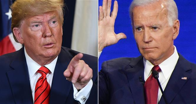 Tổng thổng Mỹ Donald Trump (trái) và cựu Phó Tổng thống Joe Biden (phải). Ảnh: AFP/TTXVN