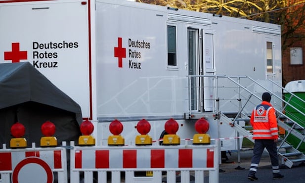 Trạm xét nghiệm virus SARS-CoV-2 di động tại thị trấn Gangelt, Heinsberg, Đức. Ảnh: Reuters